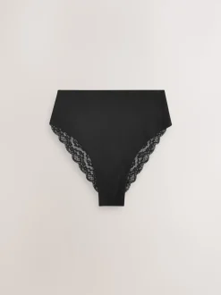 Blanc/Noir/Gris - Lot de 4 culottes en coton et dentelle