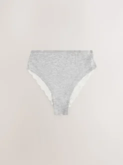 Blanc/Noir/Gris - Lot de 4 culottes en coton et dentelle