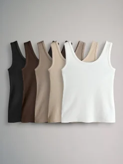 Blanc/noir/marron/marron taupe/neutre - The Set 5 gilets côtelés à col rond
