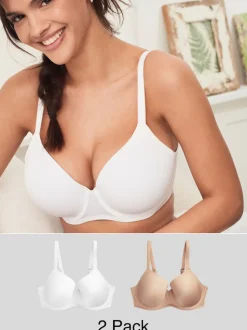 Blanc/Praline Nude - DD Light Pad Soutien-gorge T-shirt à bonnets lissants 2 Pack