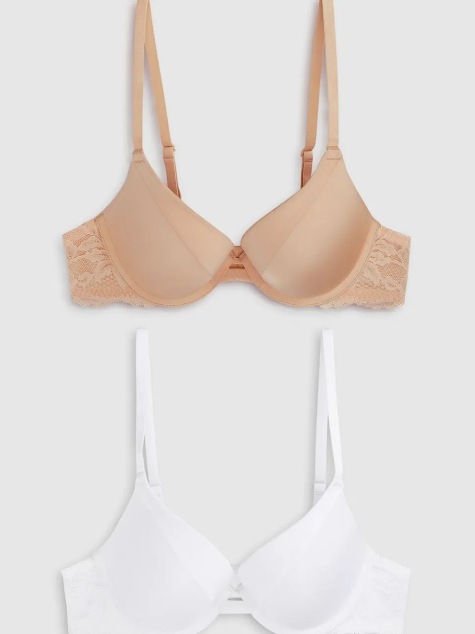 Blanc/Praline Nude - Lot de 2 soutiens-gorge T-shirt lissants A-E