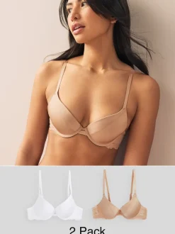 Blanc/Praline Nude - Lot de 2 soutiens-gorge T-shirt lissants A-E