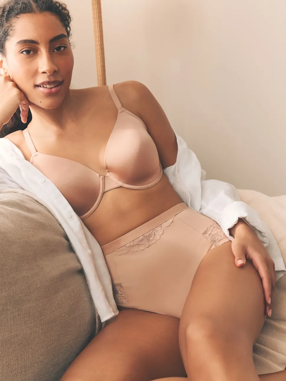 Blanc/Praline Nude - Tongs taille haute légers et modelants pour le contrôle de l'abdomen 2 Pack