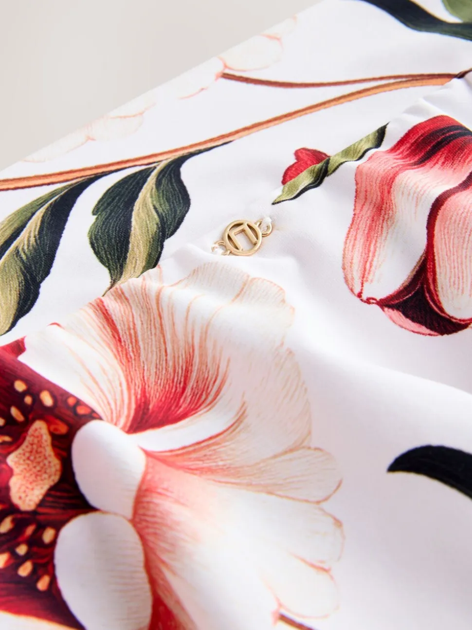 Blanc/Rouge Fleuri - Bas de bikini jupe de bain