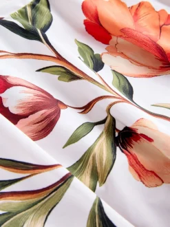 Blanc/Rouge Fleuri - Bas de bikini jupe de bain