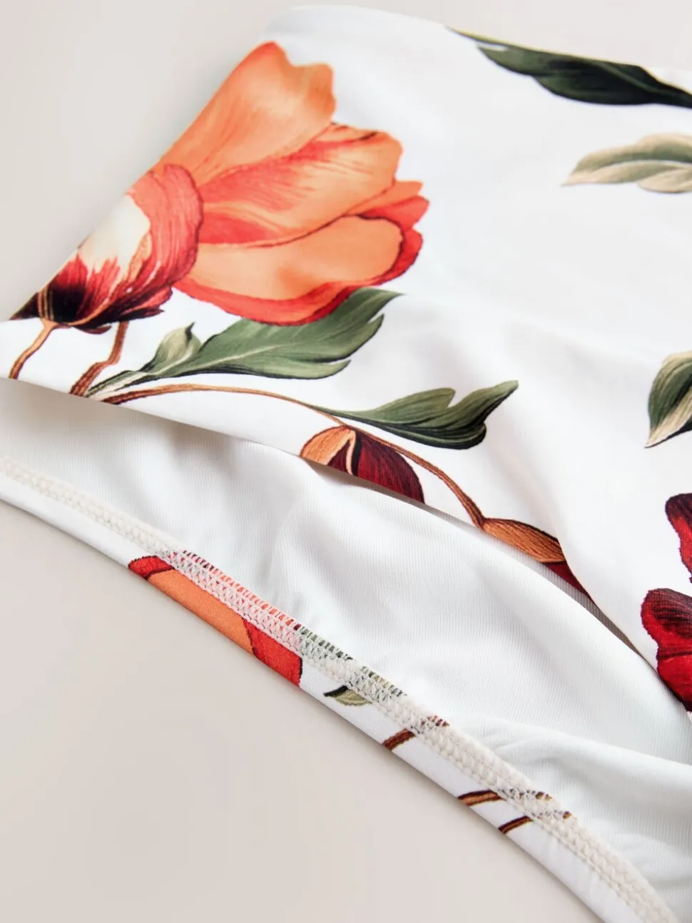 Blanc/Rouge Fleuri - Bas de bikini