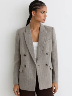 Blazer à double boutonnage Reiss Ember à chevrons en laine et coton