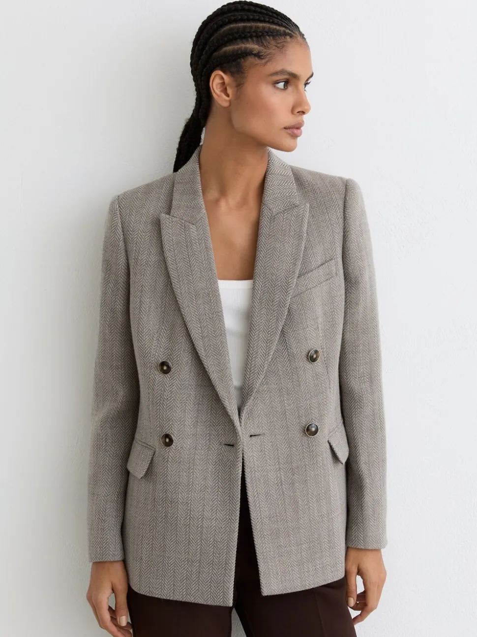Blazer à double boutonnage Reiss Ember à chevrons en laine et coton