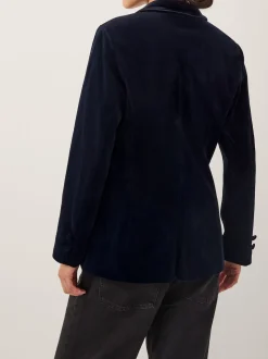 Bleu - Blazer Monsoon Mila en velours à simple boutonnage