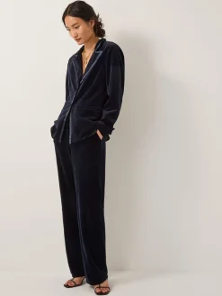 Bleu - Blazer Monsoon Mila en velours à simple boutonnage