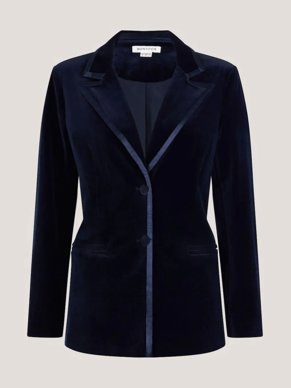 Bleu - Blazer Monsoon Mila en velours à simple boutonnage