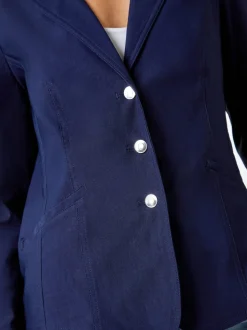Bleu - Blazer Roman stretch à boutons
