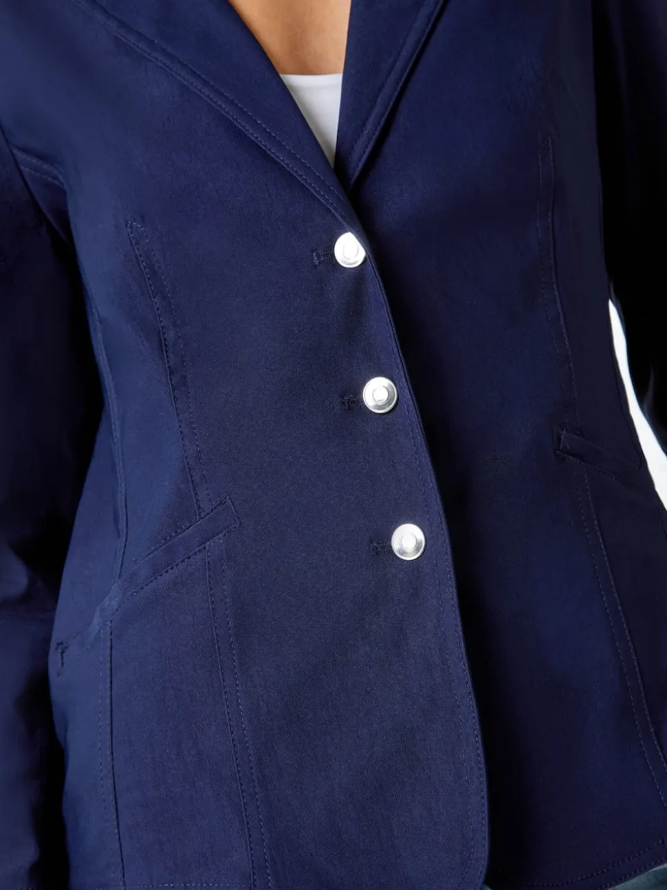 Bleu - Blazer Roman stretch à boutons