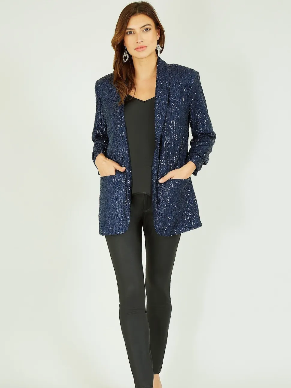 Bleu - Blazer Yumi Sequin avec poches