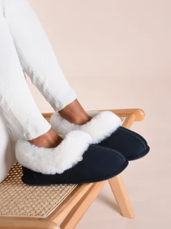 Bleu - Chaussons Just Sheepskin femme bleus classiques en peau de mouton