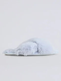 Bleu - Chaussons-curseurs Boux Avenue à nœud croisé Brodé