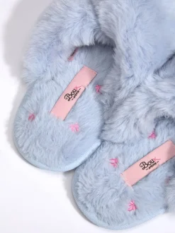 Bleu - Chaussons-curseurs Boux Avenue à nœud croisé Brodé