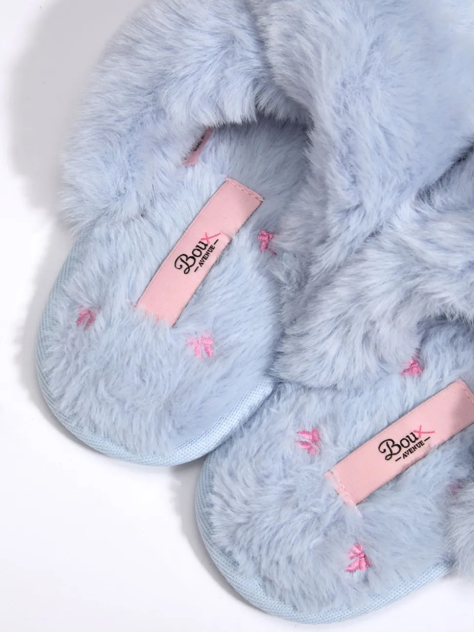 Bleu - Chaussons-curseurs Boux Avenue à nœud croisé Brodé