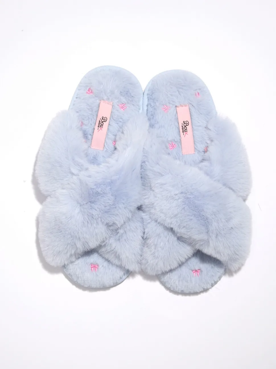 Bleu - Chaussons-curseurs Boux Avenue à nœud croisé Brodé