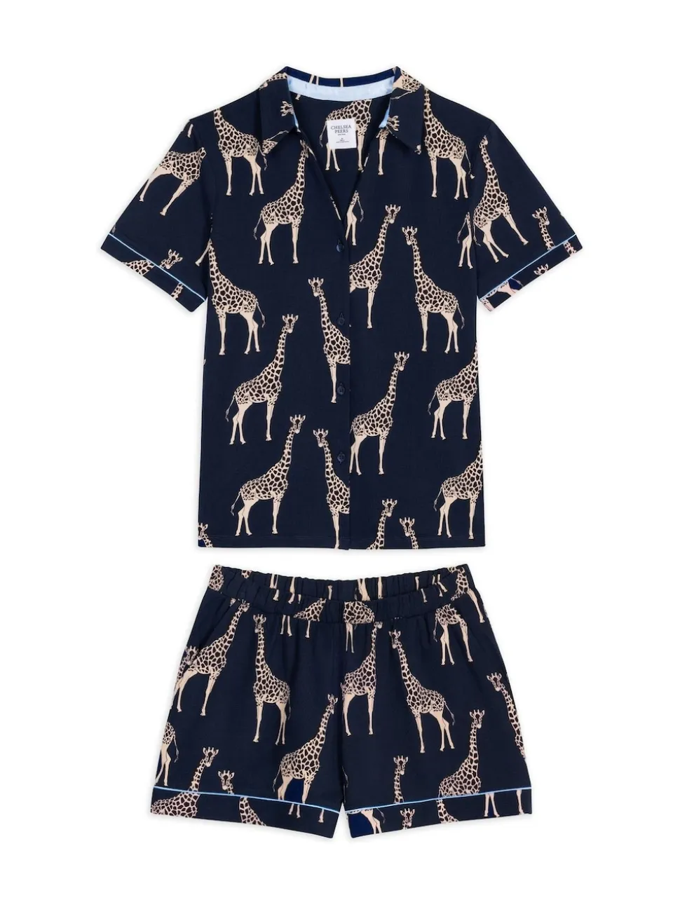 Bleu - Chelsea Peers pyjama court imprimé girafe en coton
