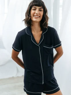 Bleu - Chelsea Peers TENCEL™ Modal Pyjama court boutonné