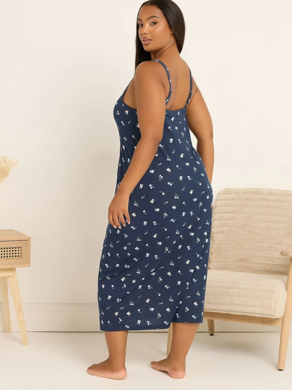 Bleu - Chemise Yours Curve Soft Touch Midaxi