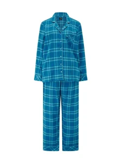 Bleu - Coffret cadeau Pour Moi pyjama en coton brossé à carreaux confortables