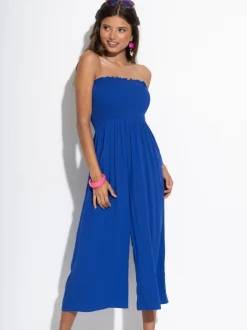 Bleu - Combinaison de plage Pour Moi bustier à corsage froncé