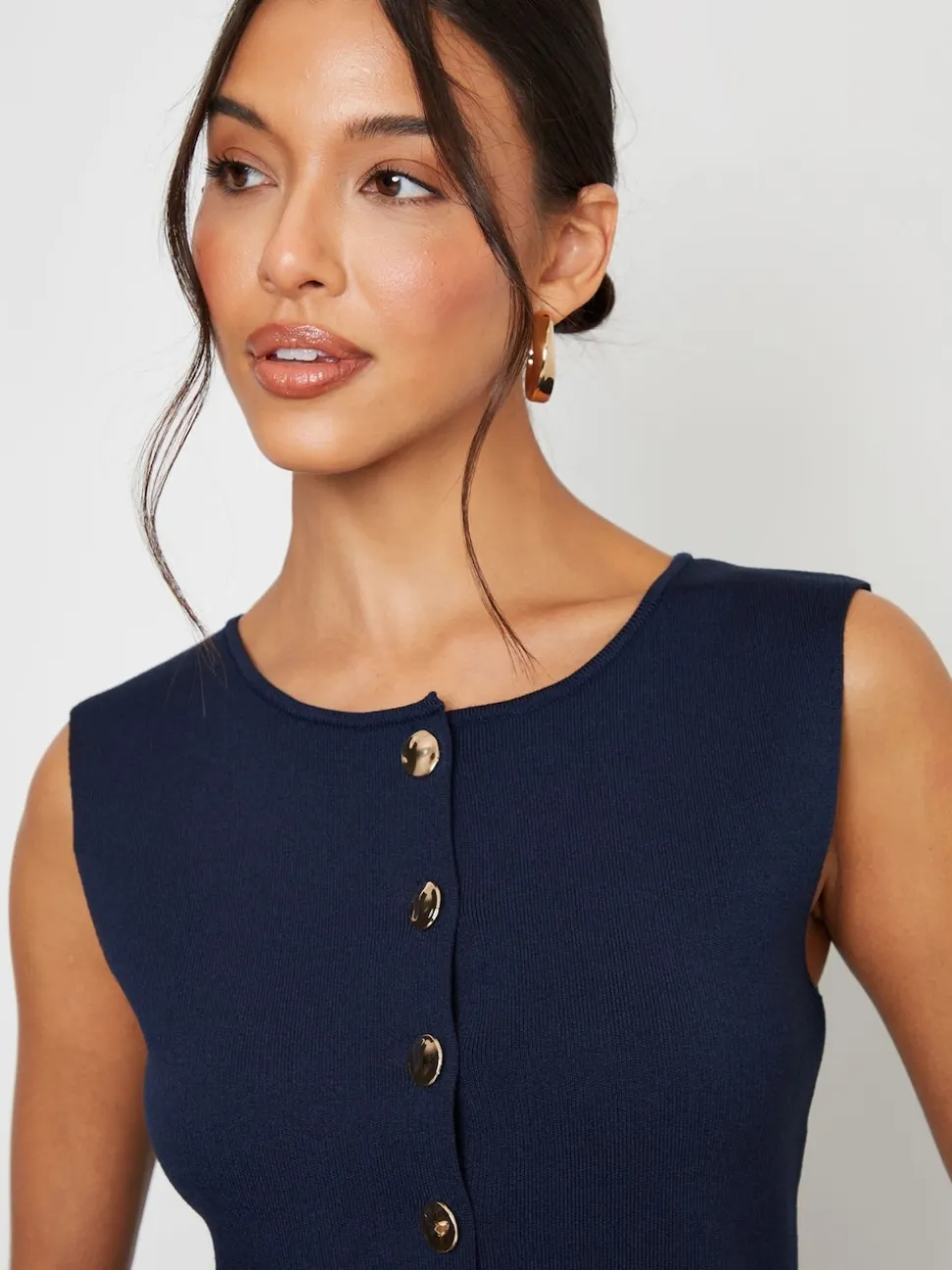 Bleu - Gilet Threadbare en maille côtelée