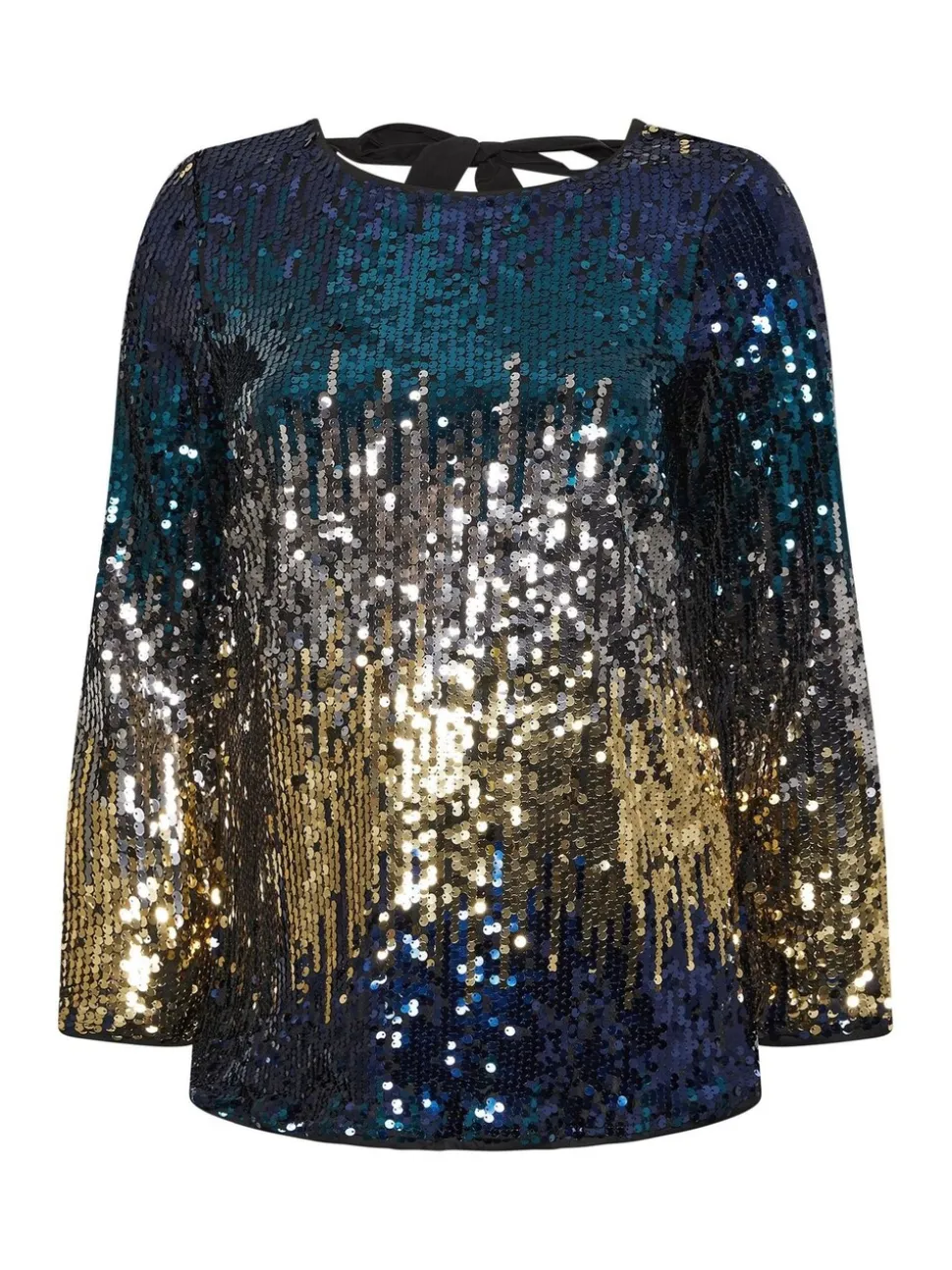 Bleu - Haut Yours Curve London multi-nœuds à sequins Ombre