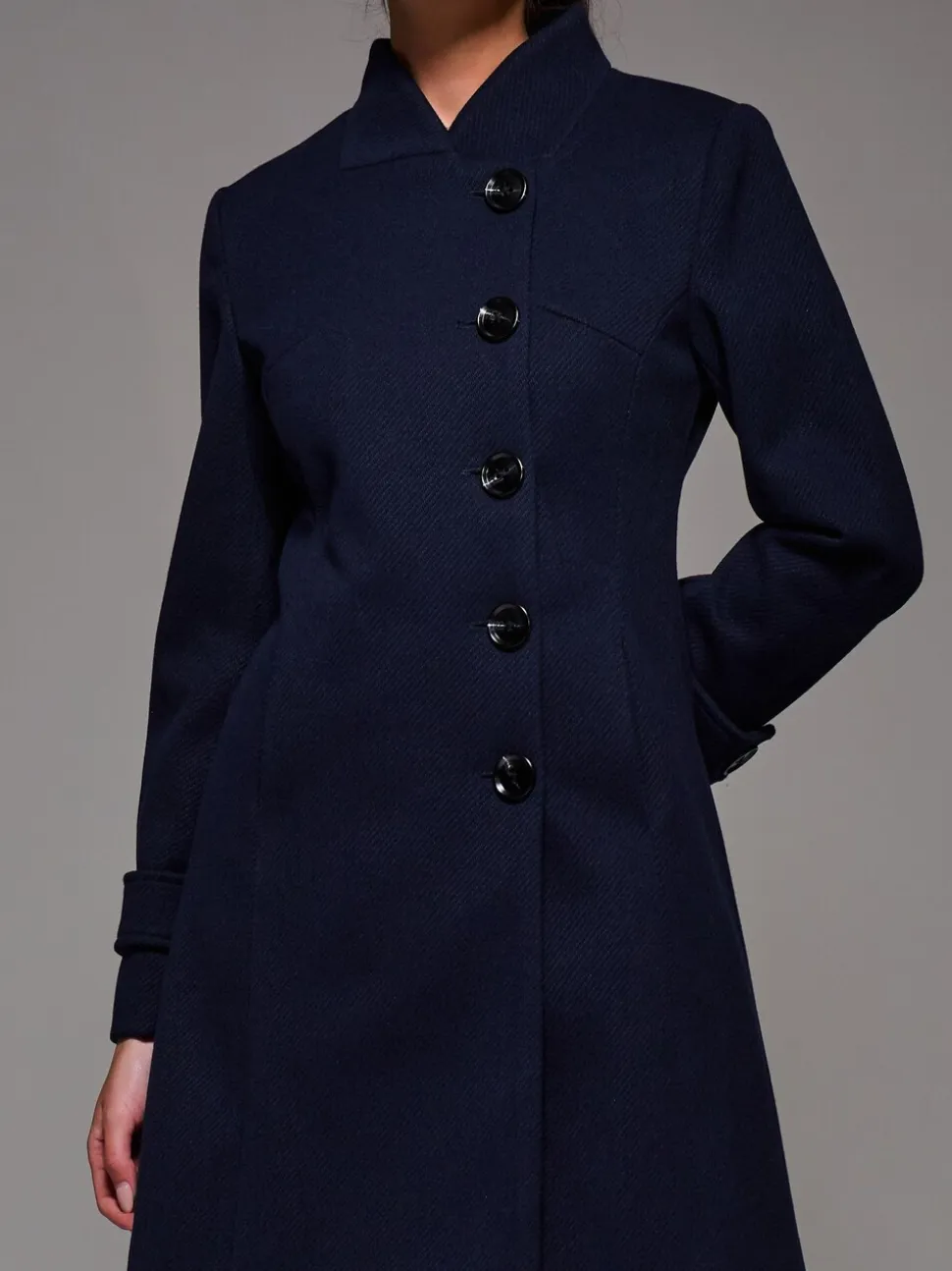 Bleu - Jolie Moi Manteau évasé asymétrique à boutons