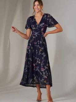 Bleu - Jolie Moi Mesh Manches courtes Midaxi Robe