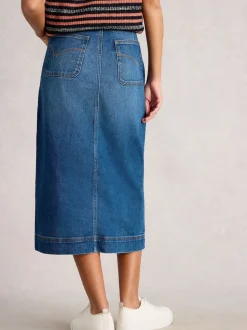 Bleu - Jupe mi-longue White Stuff Tia en Denim