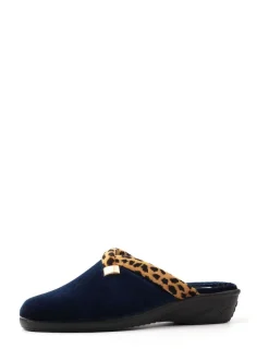 Bleu - Lunar Chaussons mules compensés à Imprimé animal