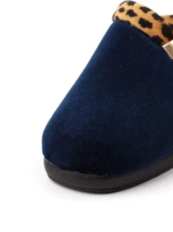 Bleu - Lunar Chaussons mules compensés à Imprimé animal