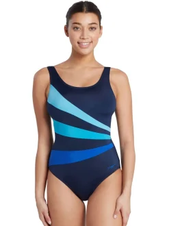Bleu - Maillots de bain à Zoggs Sandon avec bonnets en mousse fixes et contrôle du ventre