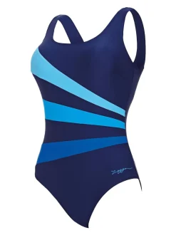 Bleu - Maillots de bain à Zoggs Sandon avec bonnets en mousse fixes et contrôle du ventre