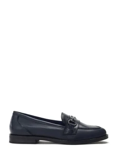 Bleu - Moda in Pelle Mocassins Elarra plats avec bordure snaffle