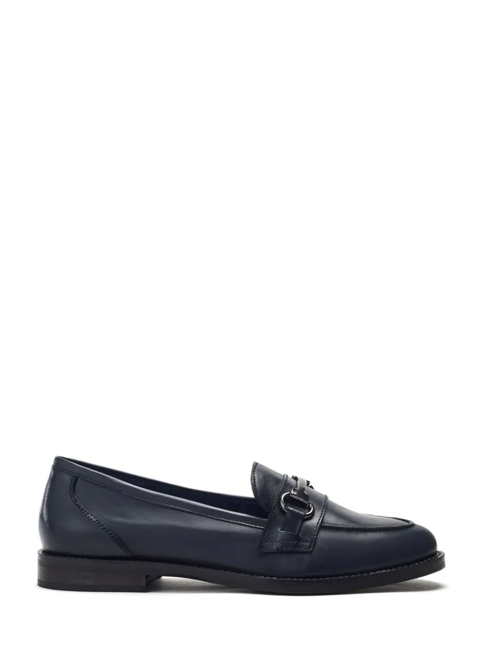 Bleu - Moda in Pelle Mocassins Elarra plats avec bordure snaffle