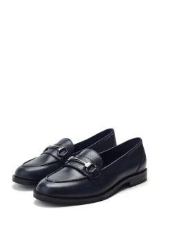 Bleu - Moda in Pelle Mocassins Elarra plats avec bordure snaffle