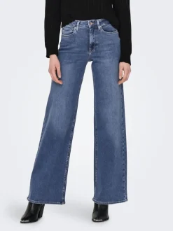Bleu - Only Ample Taille haute Jeans With Super Extensible