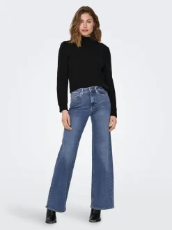 Bleu - Only Ample Taille haute Jeans With Super Extensible