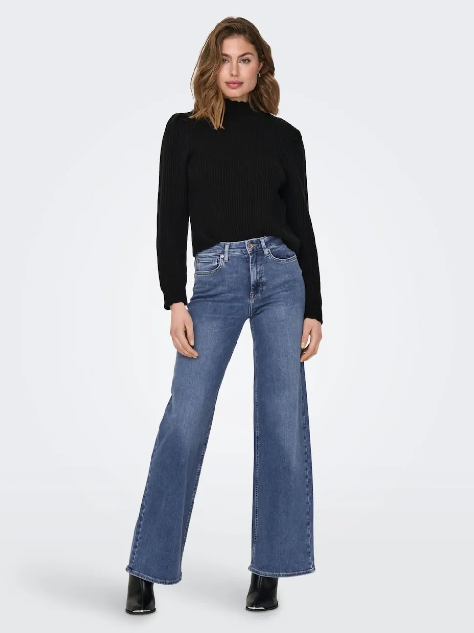 Bleu - Only Ample Taille haute Jeans With Super Extensible