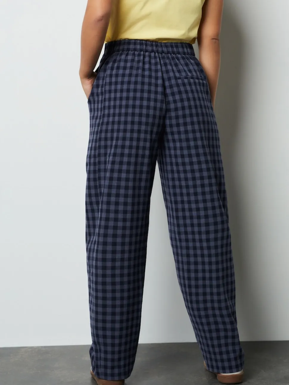 Bleu - Pantalon coupe ballon vichy