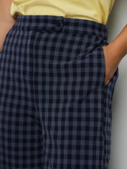 Bleu - Pantalon coupe ballon vichy