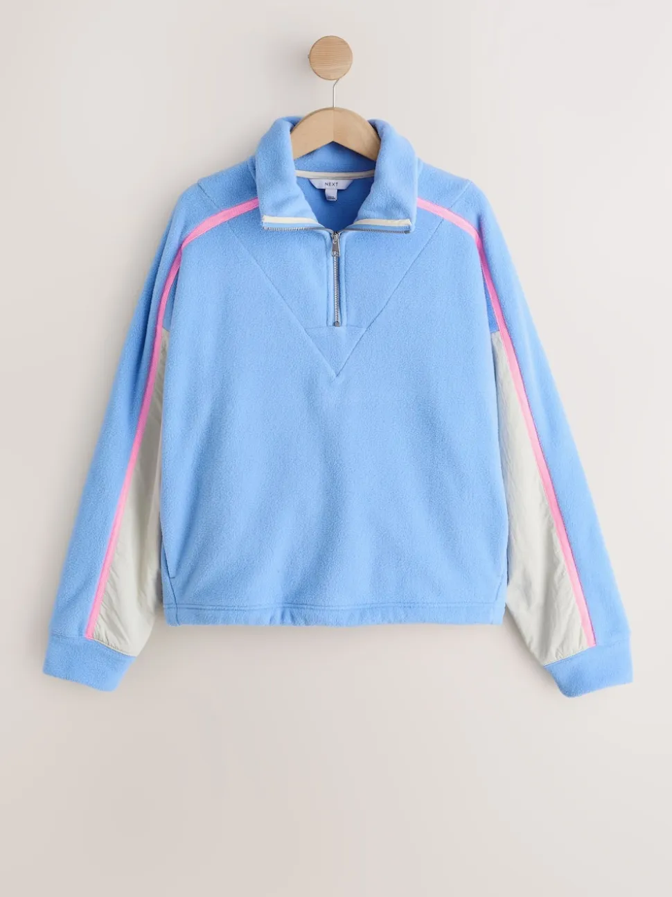 Bleu - Polaire à demi-zippée avec panneaux color block