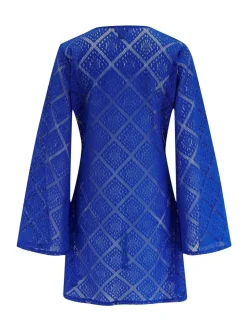 Bleu - Pour Moi Couverture de plage à manches longues en dentelle au crochet