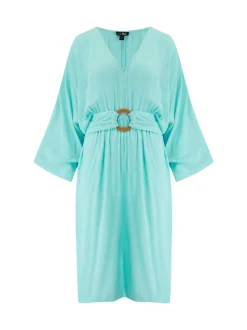 Bleu - Pour Moi Effet froissé O Ring Mi-long Beach Kaftan