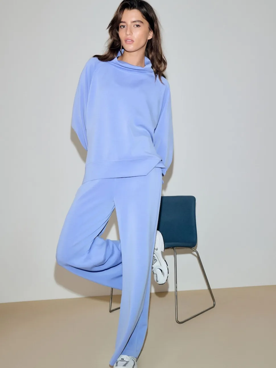 Bleu - Pull Active Modal super doux à col bénitier