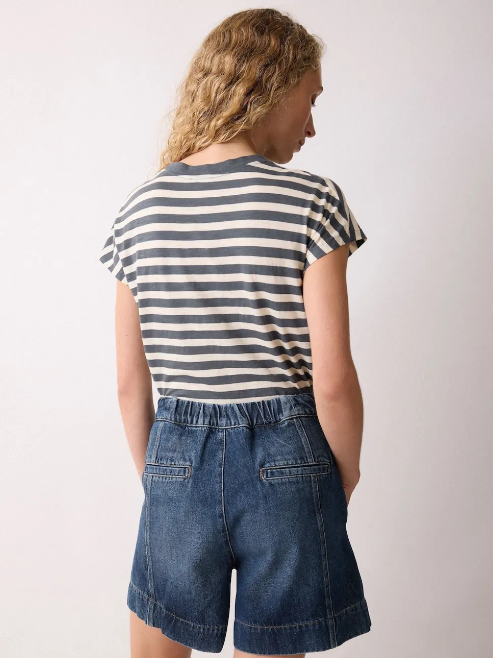 Bleu - Shorts Jigsaw Finton en Denim à coutures apparentes